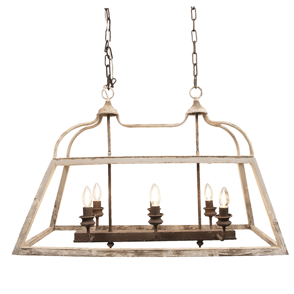 [5LMP237] Lampada a Sospensione Bianco, Marrone 87x35x60 cm E14/max 6x25W