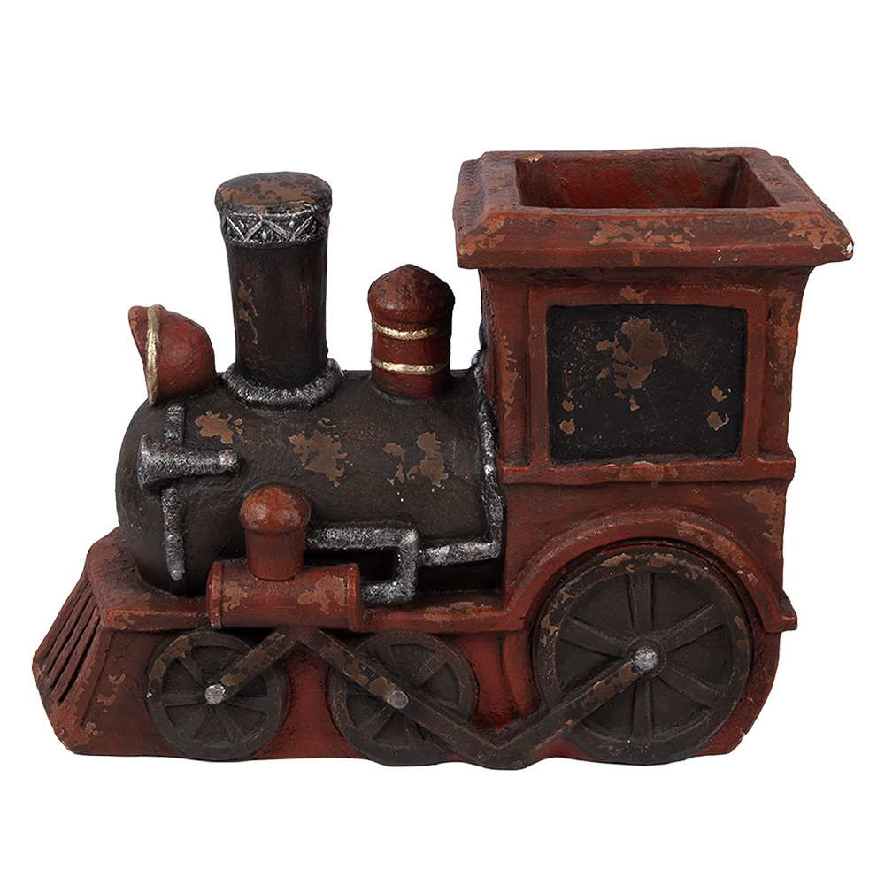 [5MG0074] Christmas Decoration Locomotive Red Brown 70x30x50 cm
