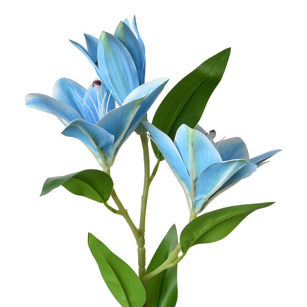 [5PL0119BL] Decoratie tak met bloemen 17x12x71 cm
