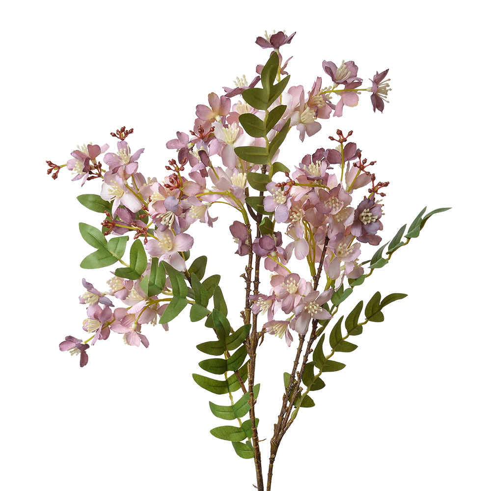 [5PL0121PA] Branche de décoration avec fleurs Violet Vert 20x9x86 cm