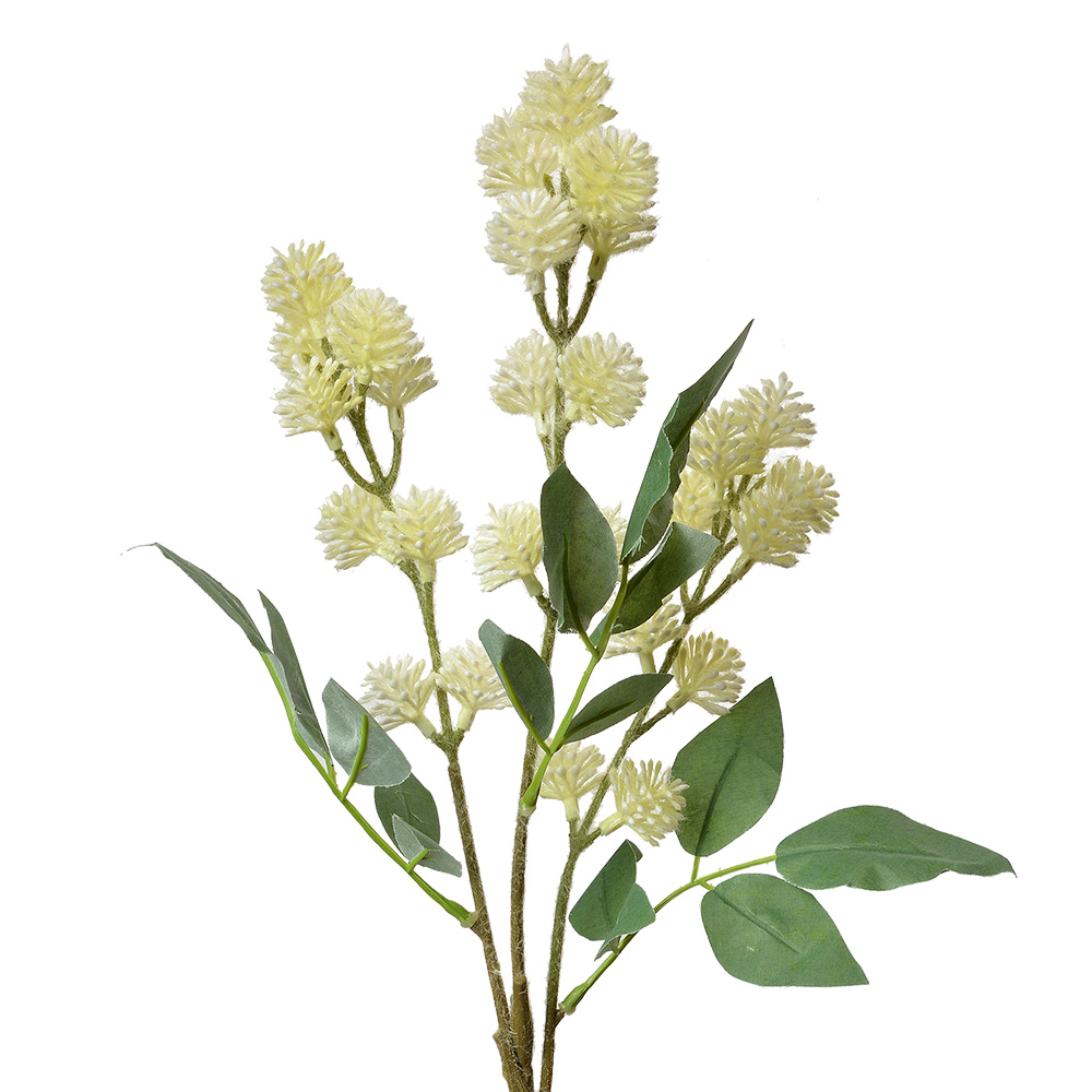 [5PL0123BE] Deko Ast mit Blumen Beige Grün 16x7x68 cm