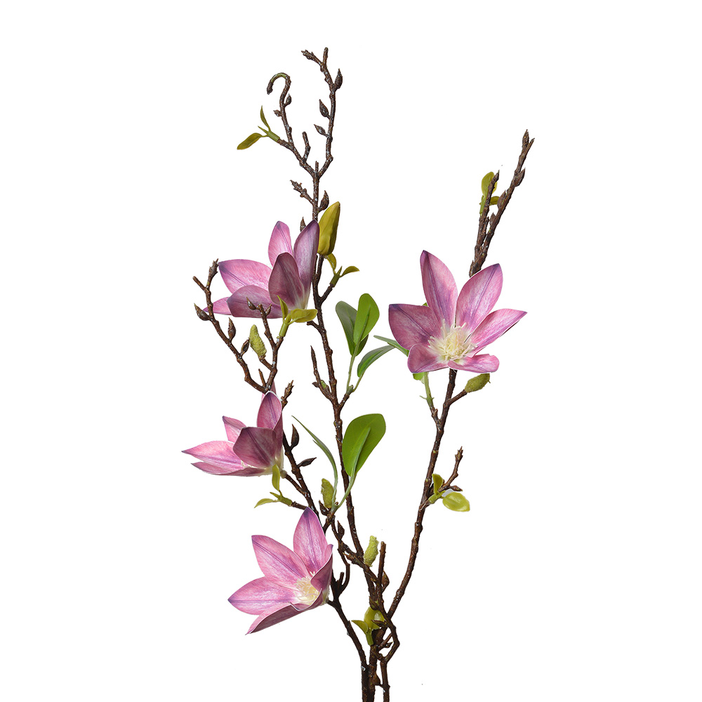 [5PL0129P] Branche de décoration avec fleurs Rose Vert 15x7x84 cm