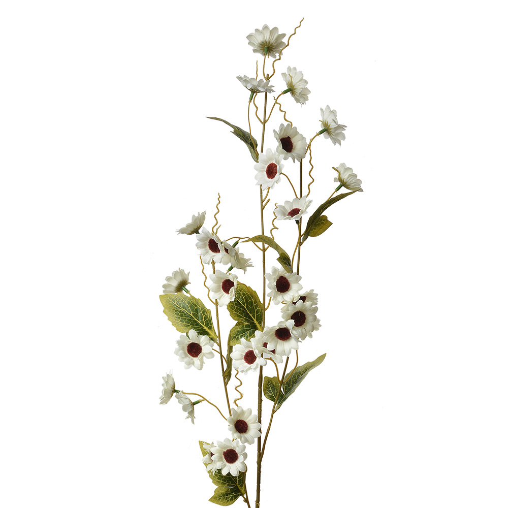 [5PL0134W] Branche de décoration avec fleurs Blanc Vert 25x6x107 cm