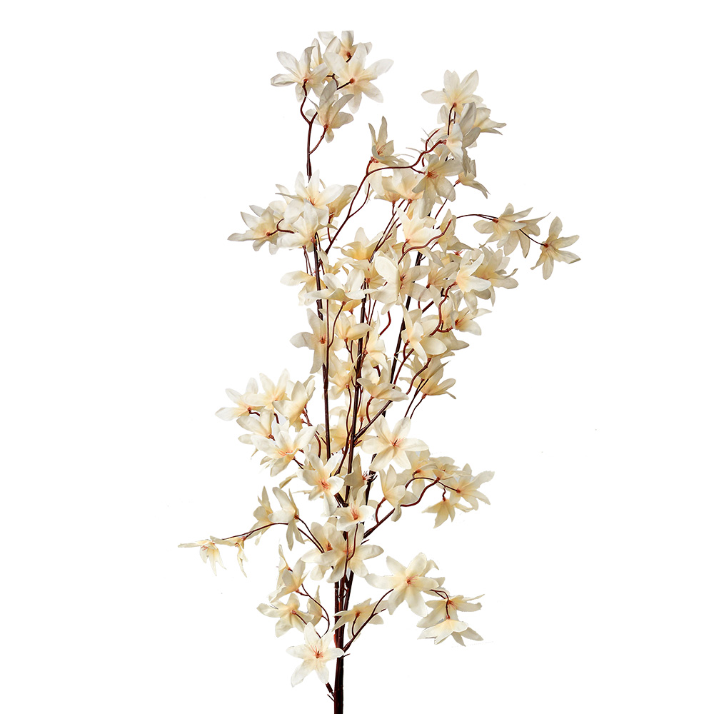 [5PL0136BE] Deko Ast mit Blumen Beige 15x7x112 cm