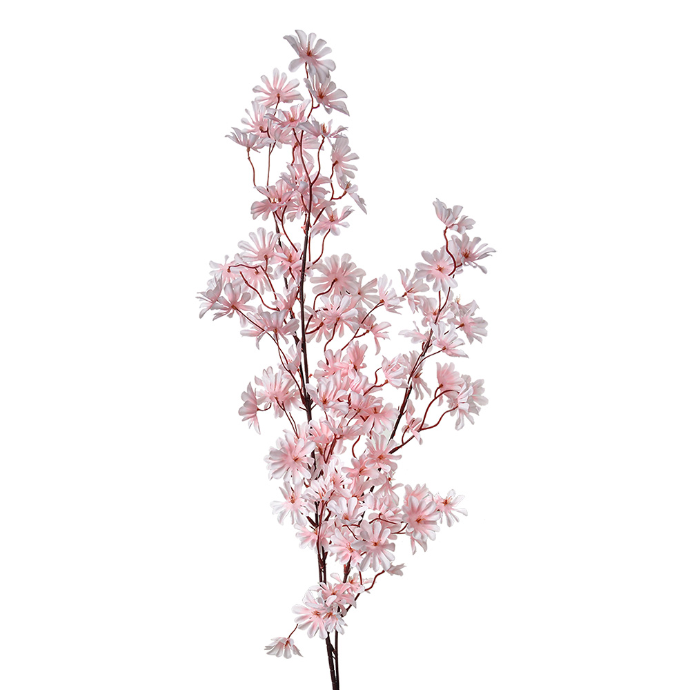 [5PL0153] Deko Ast mit Blumen Rosa Braun 25x7x113 cm