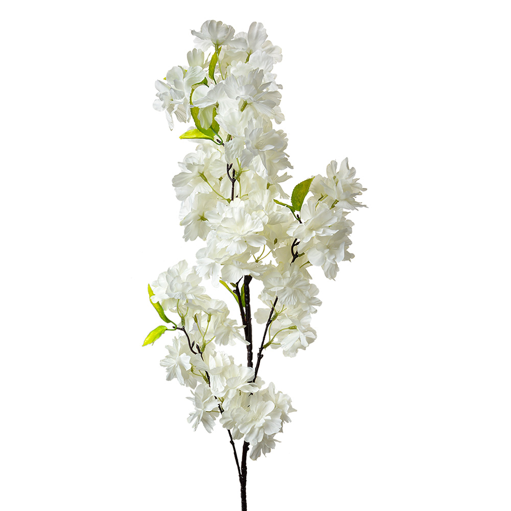 [5PL0156] Branche de décoration avec fleurs Blanc Marron 20x8x104 cm