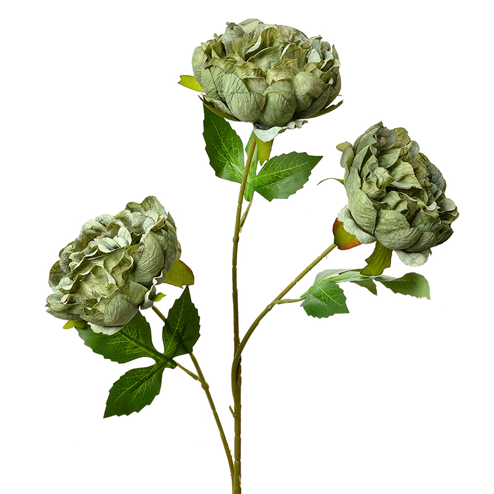 [5PL0166GR] Deko Ast mit Blumen Grün 12x8x80 cm