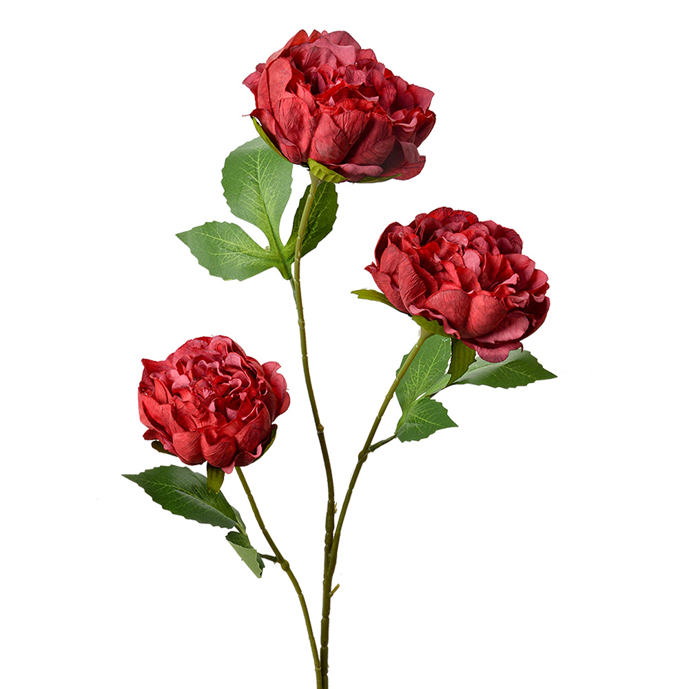 [5PL0166R] Decorative Artificial Branch with flowers Red Green 12x8x80 cm