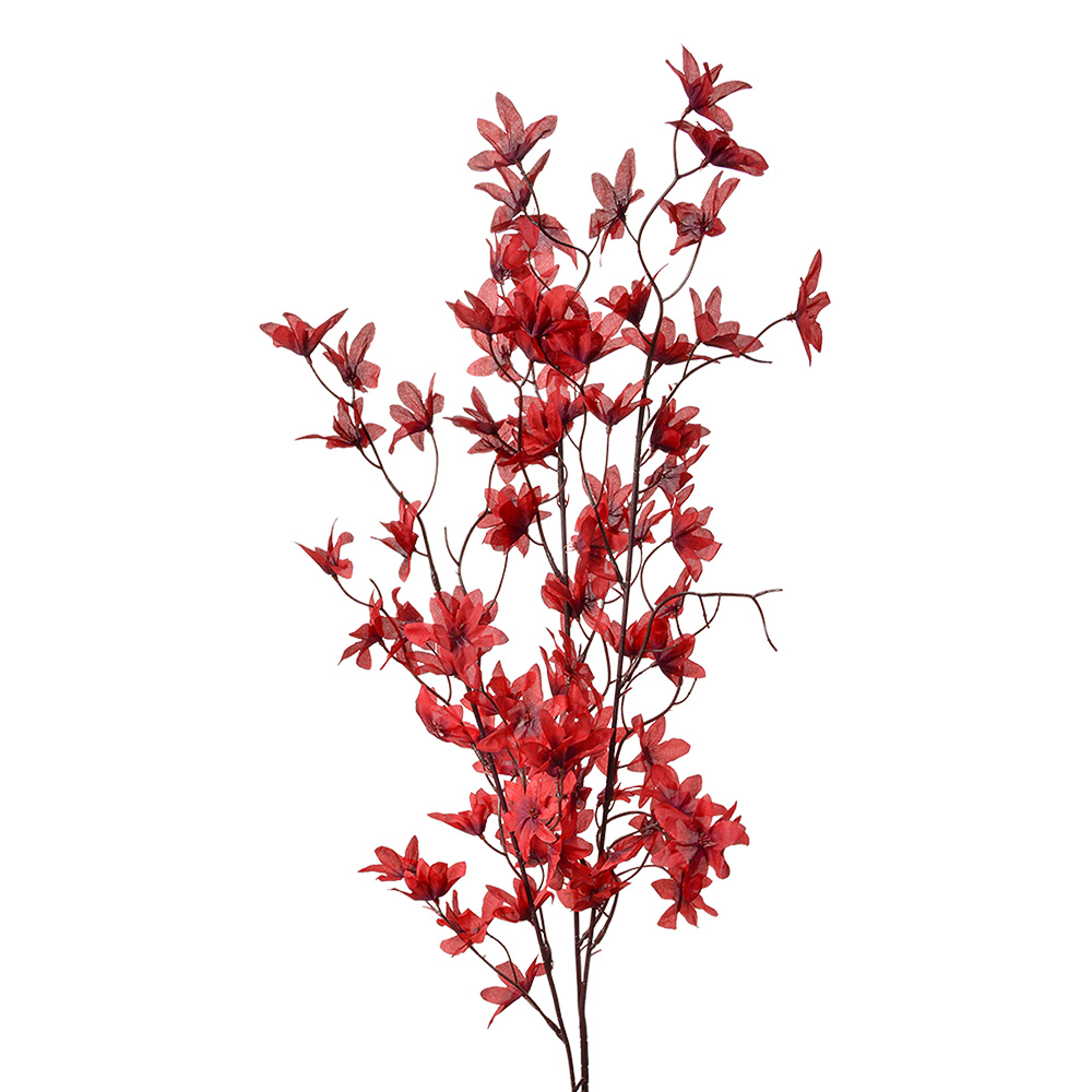 [5PL0167R] Decorative Artificial Branch with flowers Red Green 6x6x110 cm