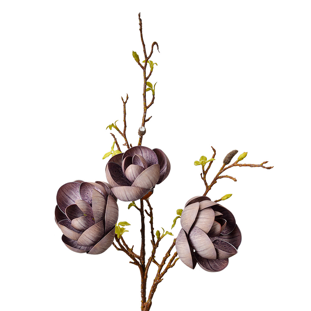 [5PL0169BL] Branche de décoration avec fleurs Violet Marron 20x20x106 cm