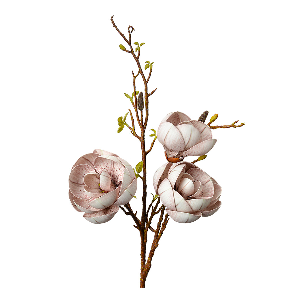 [5PL0169W] Branche de décoration avec fleurs Beige Marron 20x20x106 cm