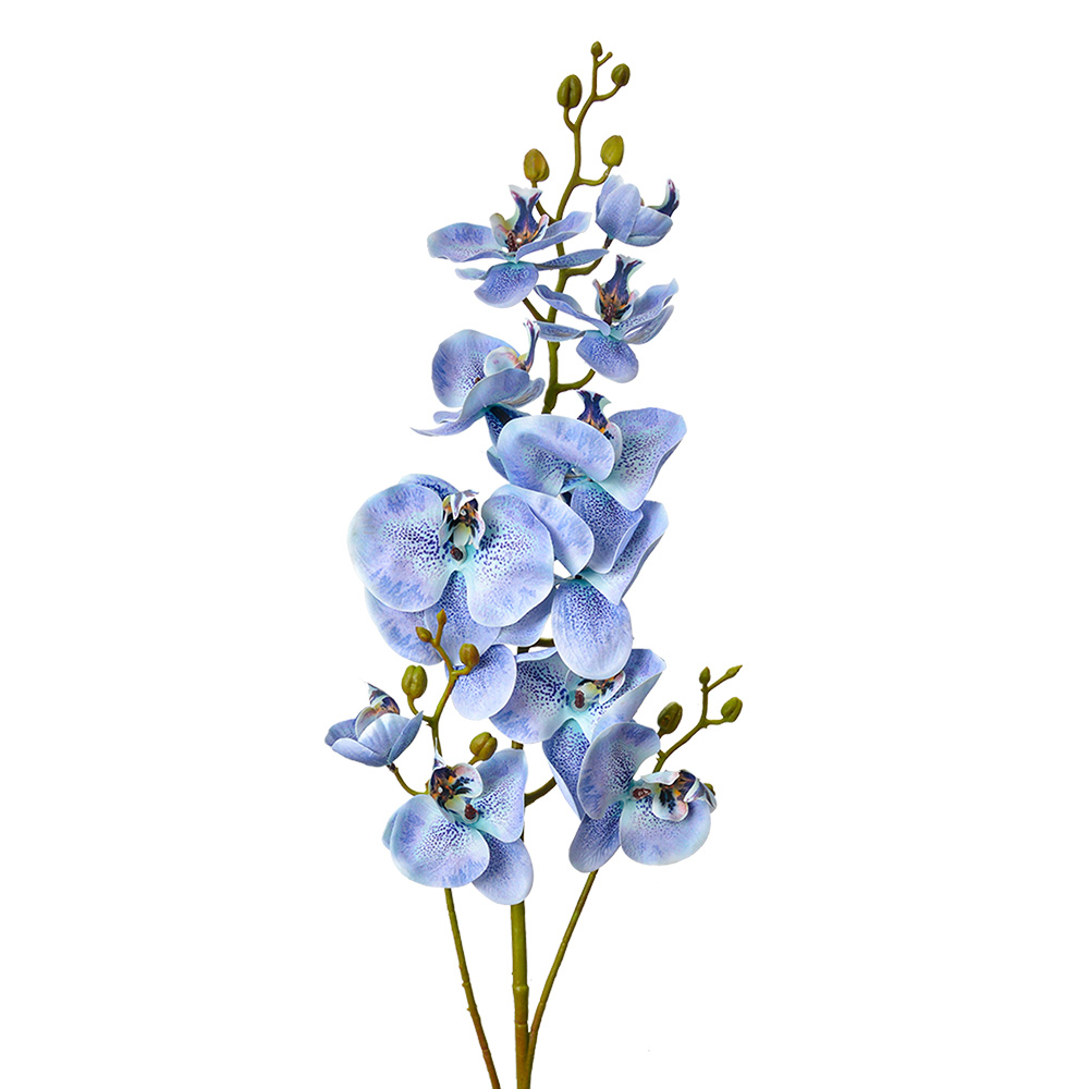 [5PL0170BL] Decorative Artificial Branch with flowers Blue Green 15x8x116 cm