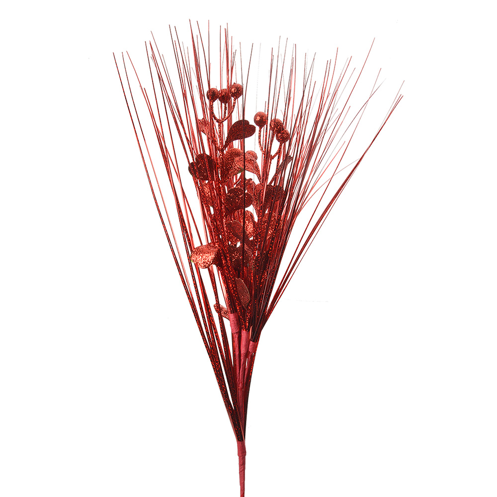 [5PL0171] Decorative Artificial Branch Red 31x6x78 cm