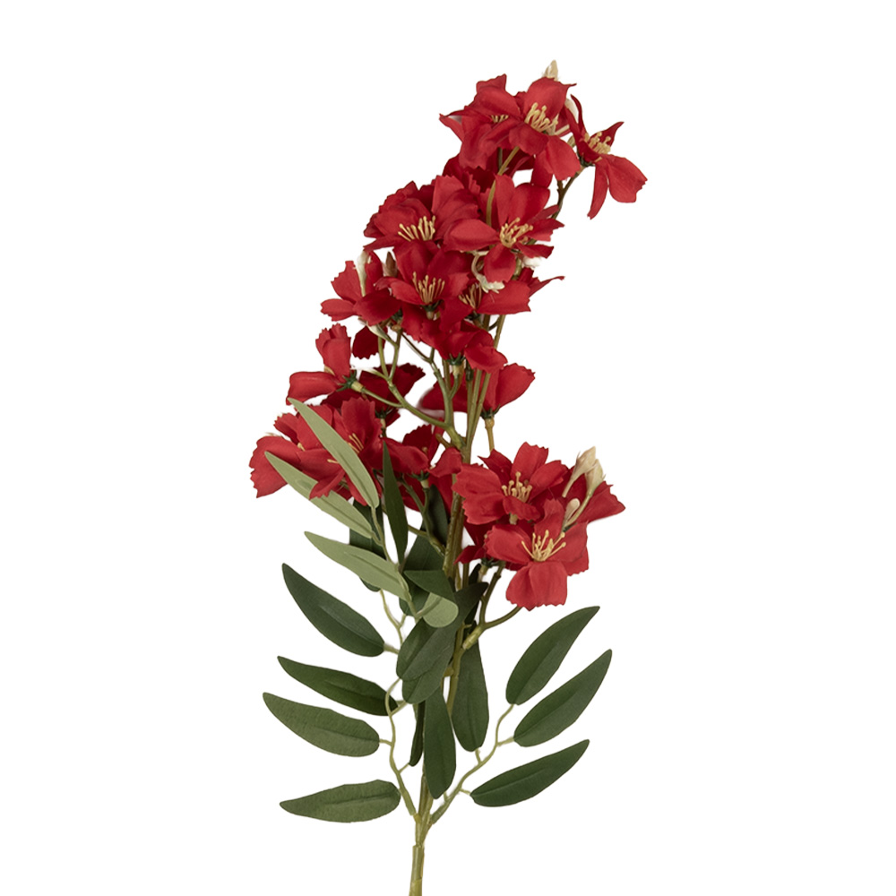 [5PL0191R] Decorative Artificial Branch with flowers Red Green 10x10x72 cm