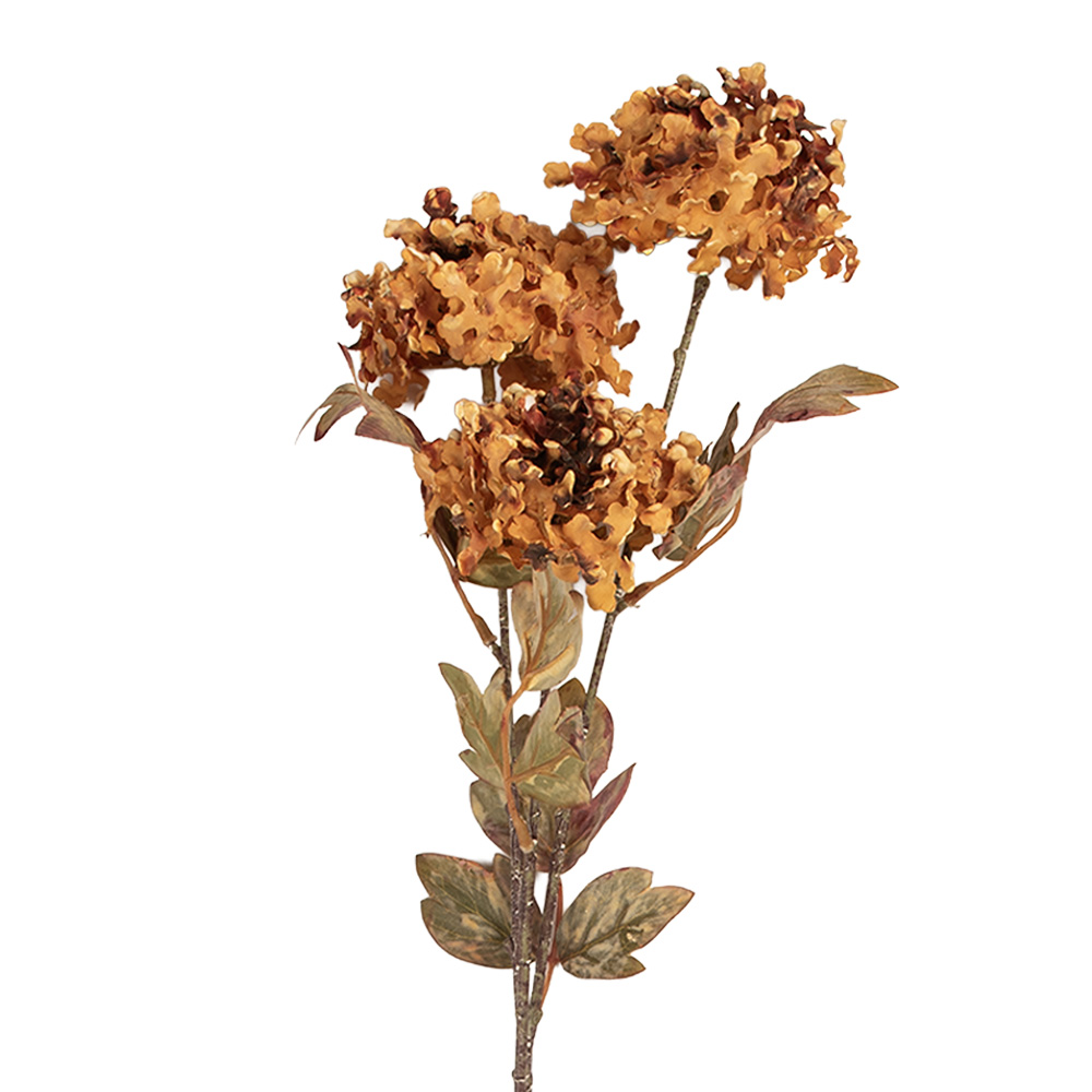 [5PL0193LO] Deko Ast mit Blumen Orange Grün 10x8x76 cm