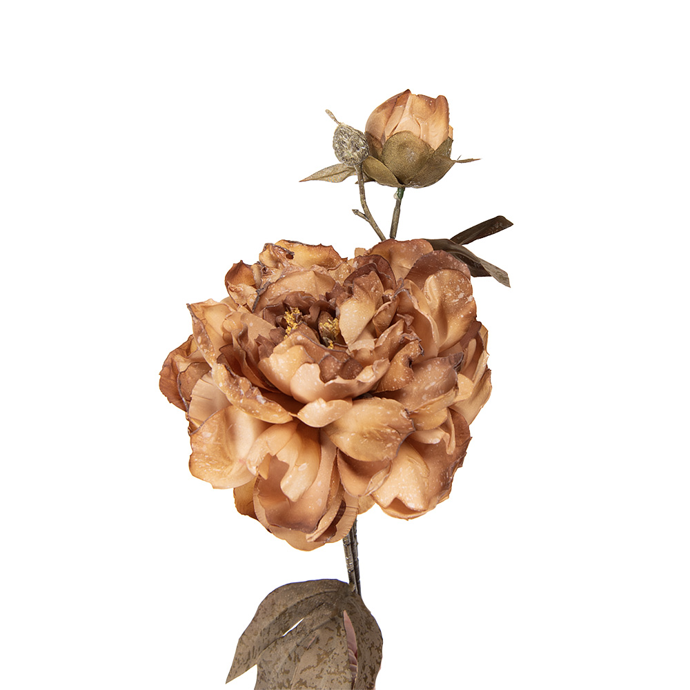[5PL0243BE] Deko Ast mit Blumen Braun Grün 14x17x73 cm