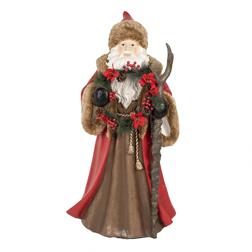 [5PR0138] Decoration Santa Claus Red Brown 65x49x122 cm