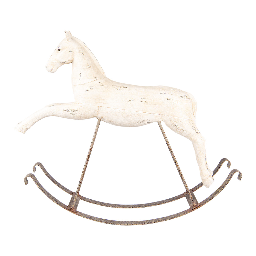 [5PR0176] Decorazione Cavallo a dondolo Bianco 61x15x51 cm