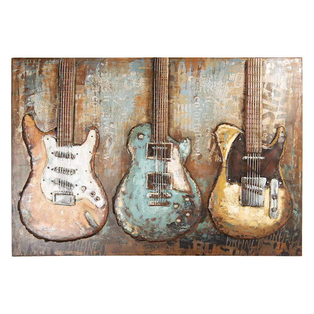 [5WA0153] Wanddecoratie gitaren 120x5x80 cm