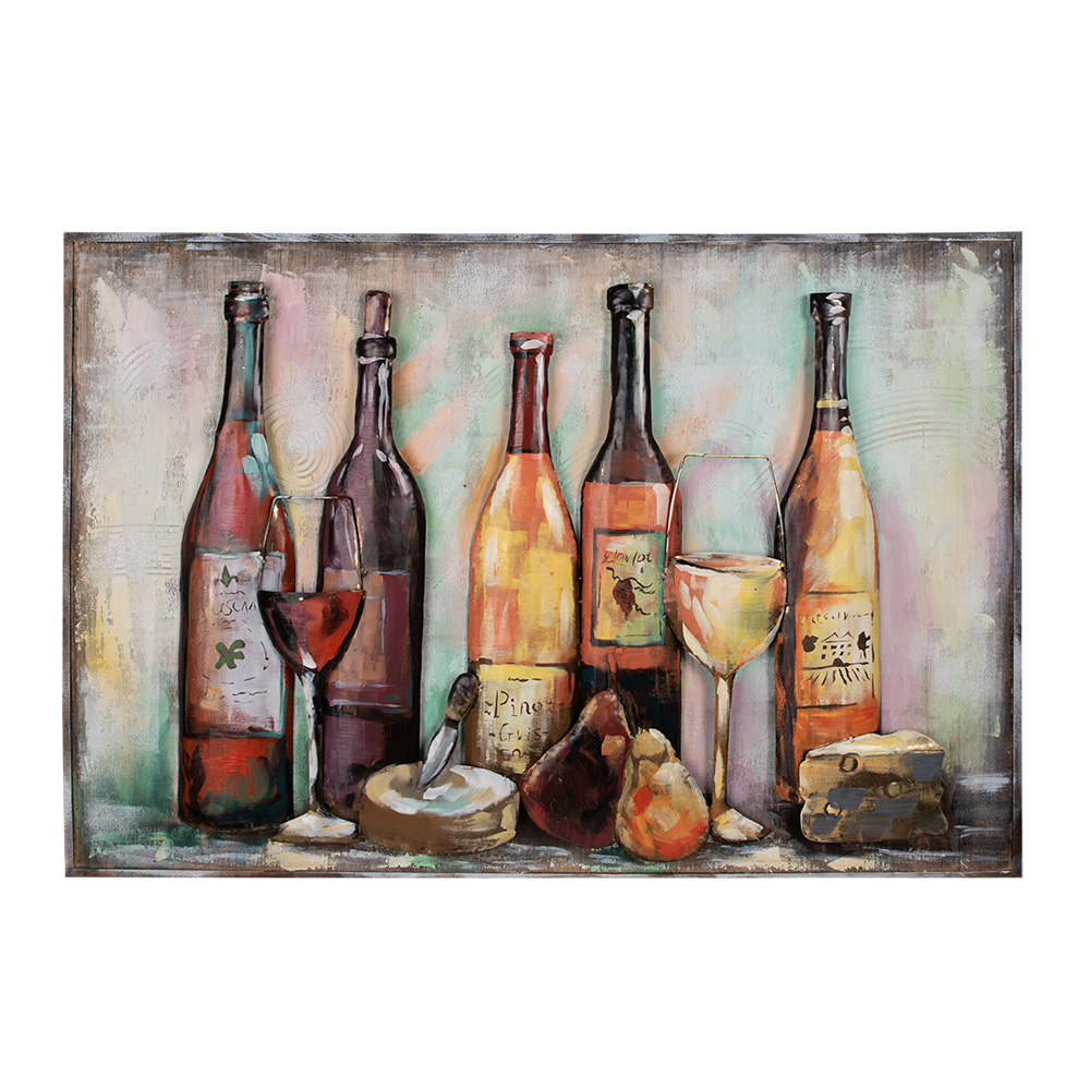 [5WA0194] Wanddecoratie wijnflessen 120x6x80 cm