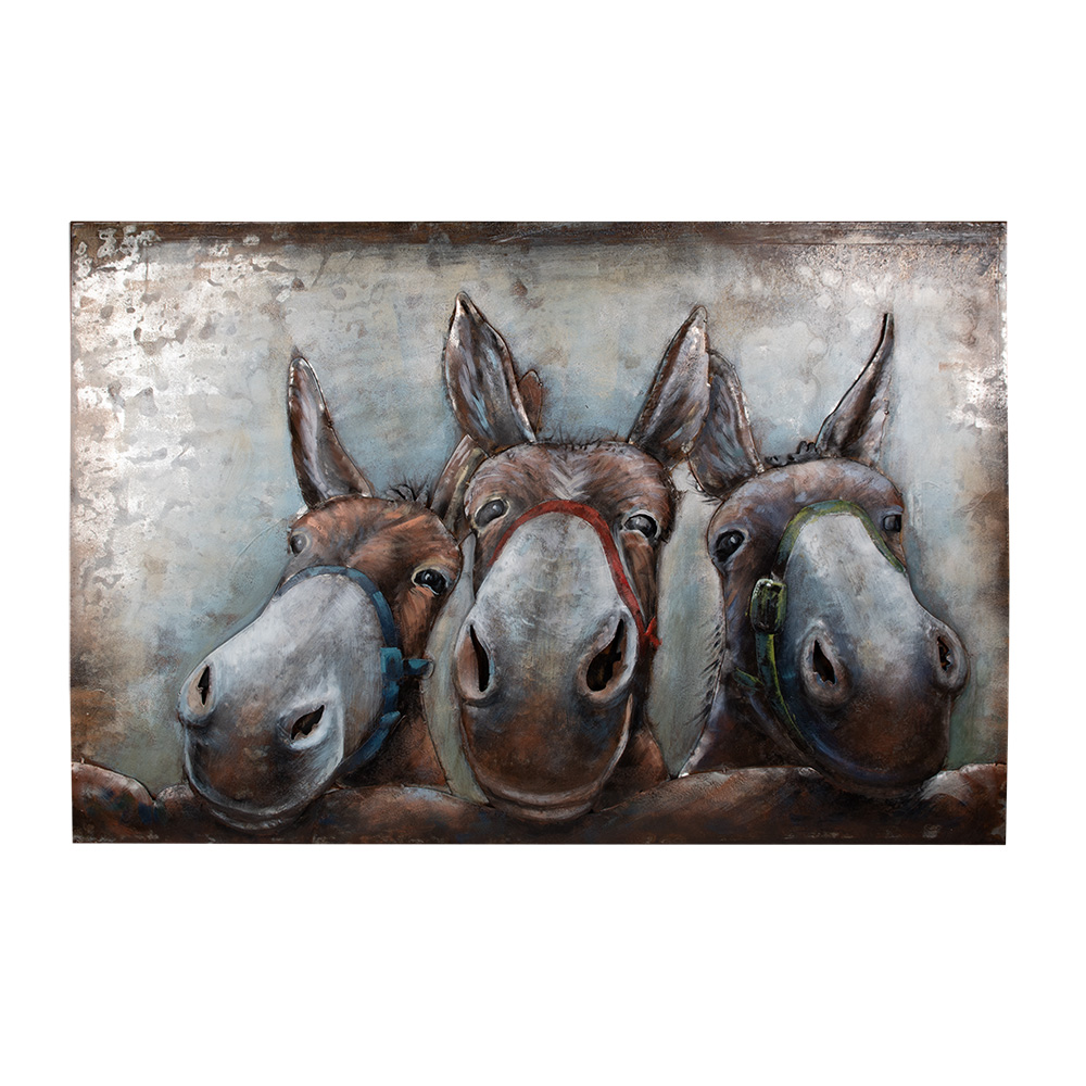 [5WA0201] Wanddecoratie ezels 120x6x80 cm