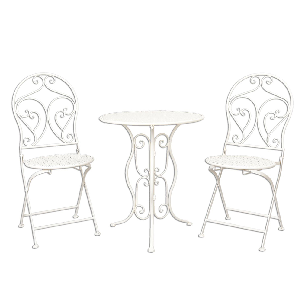 [5Y0191] Tafel + 2 stoelen Ø 60x70 / 40x40x92 cm (2)