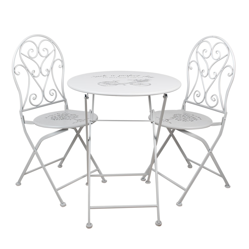 [5Y0192] Bistroset Bistrotisch Bistrostühle (3-tlg.) Weiß Ø 60x70 / 40x40x92 cm (2)