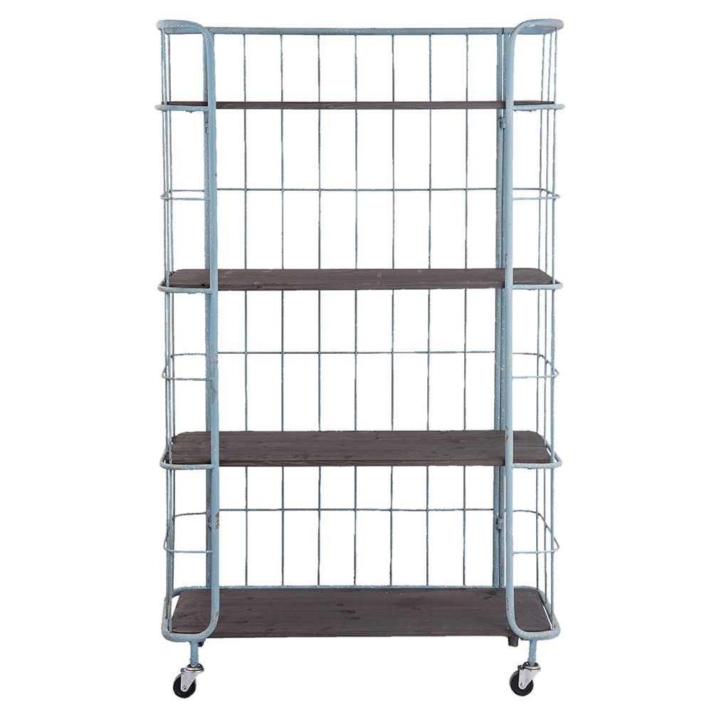 [5Y0400] Kitchen Trolley Blue 85x32x143 cm