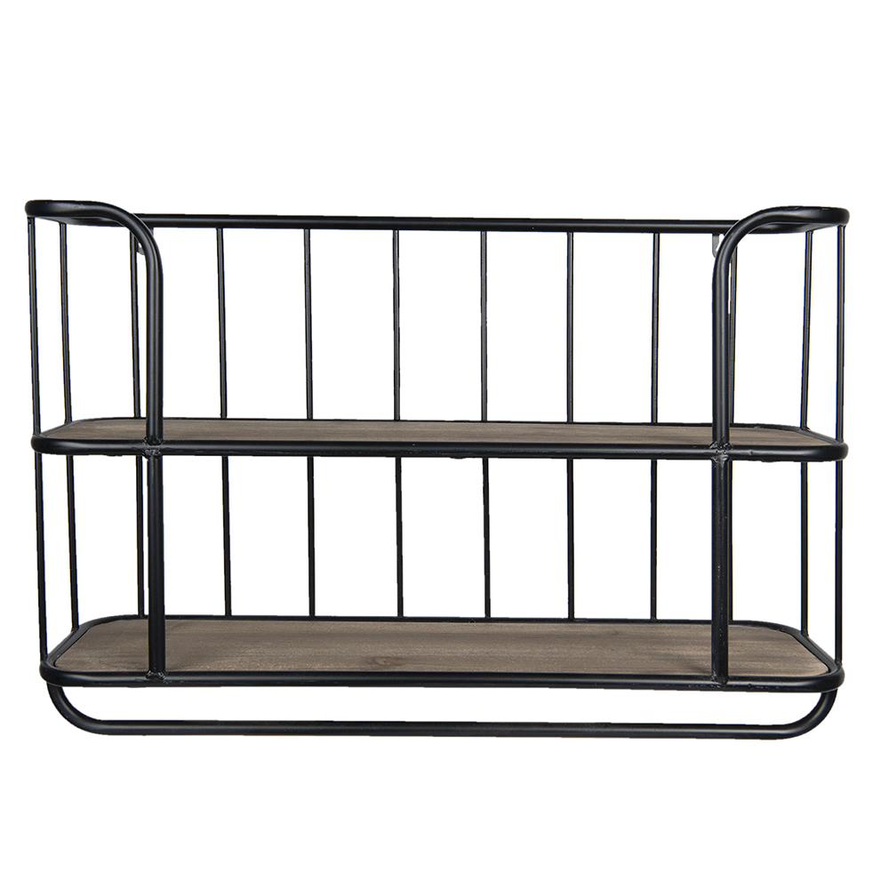 Wandrek metaal en hout 66x20x44 cm