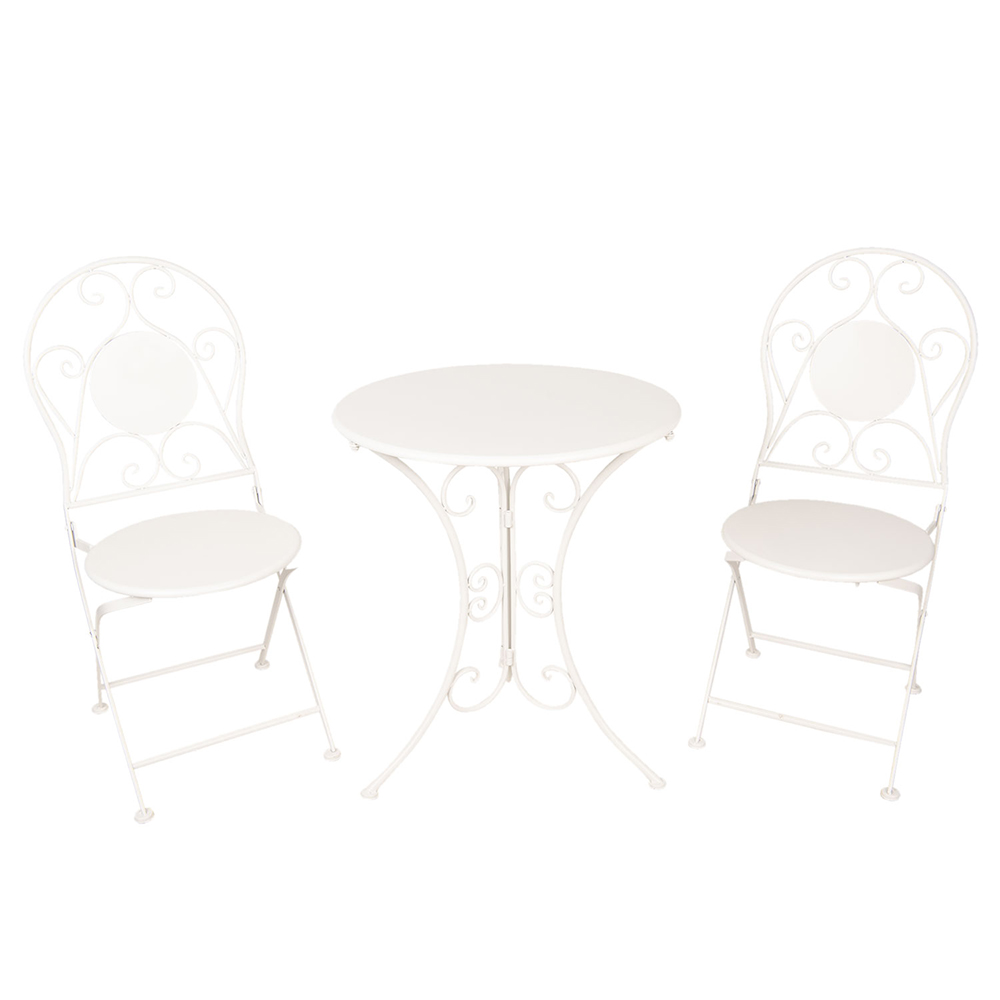 [5Y0633] Tafel + 2 stoelen Ø 60x70 / 40x40x92 cm (2)