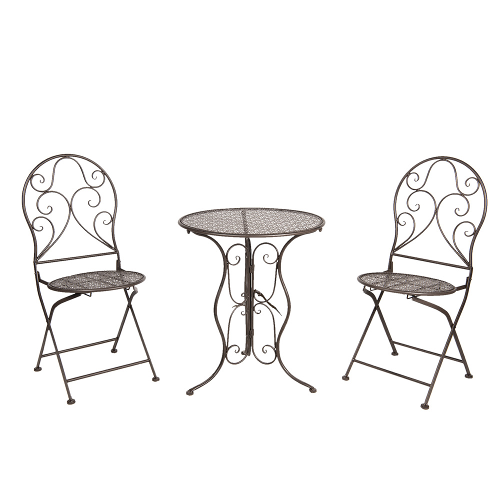 [5Y0636] Tafel + 2 stoelen Ø 60x70 / 40x40x92 cm (2)