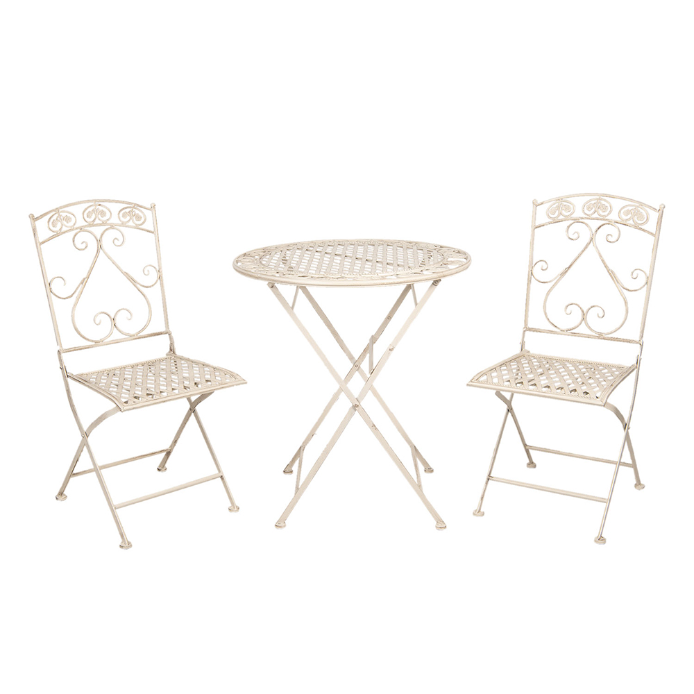 [5Y0696] Tafel + 2 stoelen Ø 70x76 / 39x48x91 cm (2)