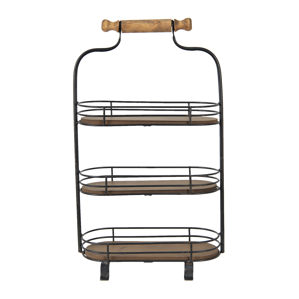 [5Y0962] Étagère 3 niveaux Noir, Marron 31x17x53 cm