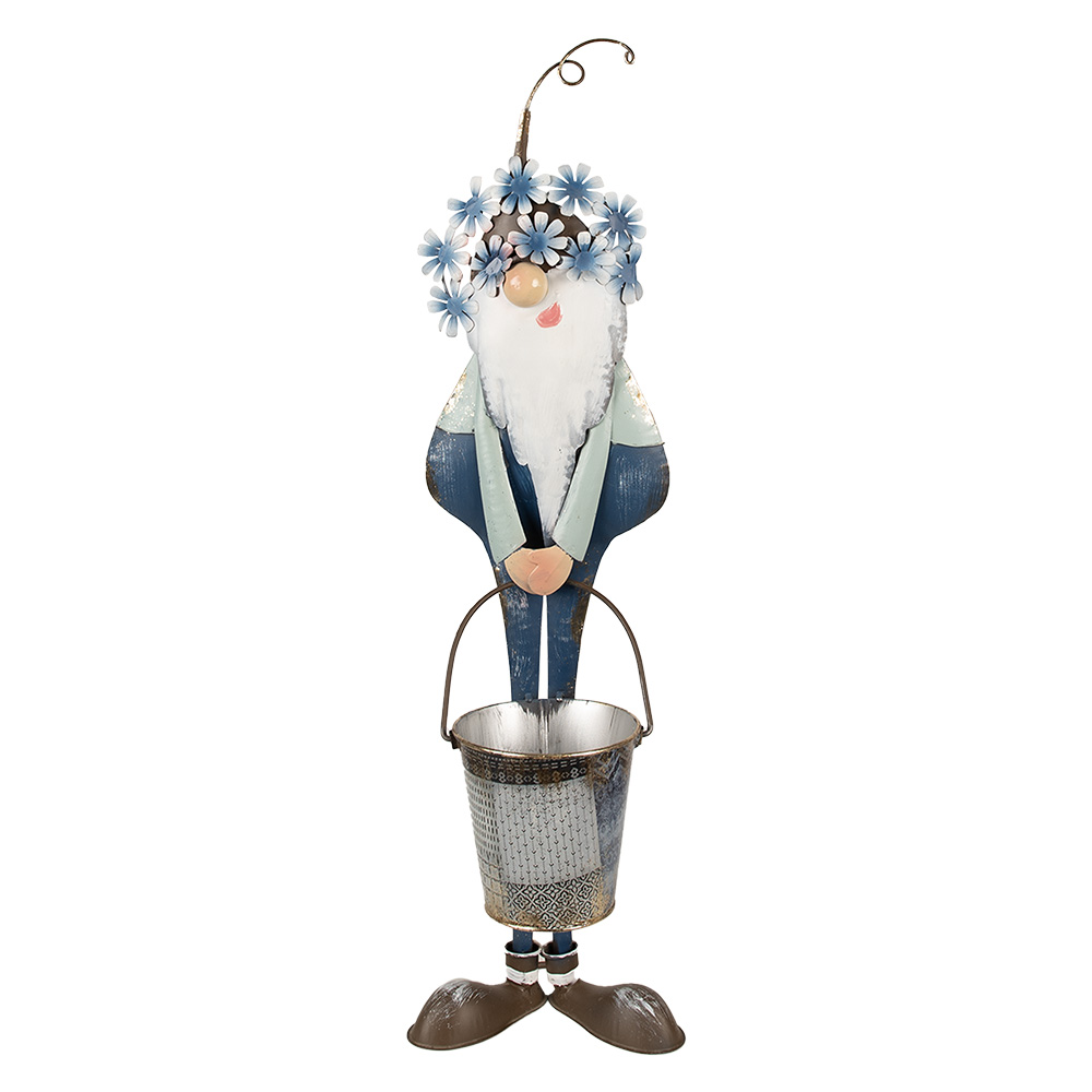 [5Y1221] Decoration Statue Gnome Blue White 19x18x67 cm