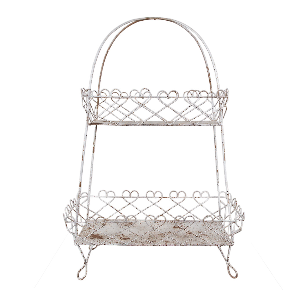 Étagère 2 niveaux Blanc Marron 47x24x66 cm