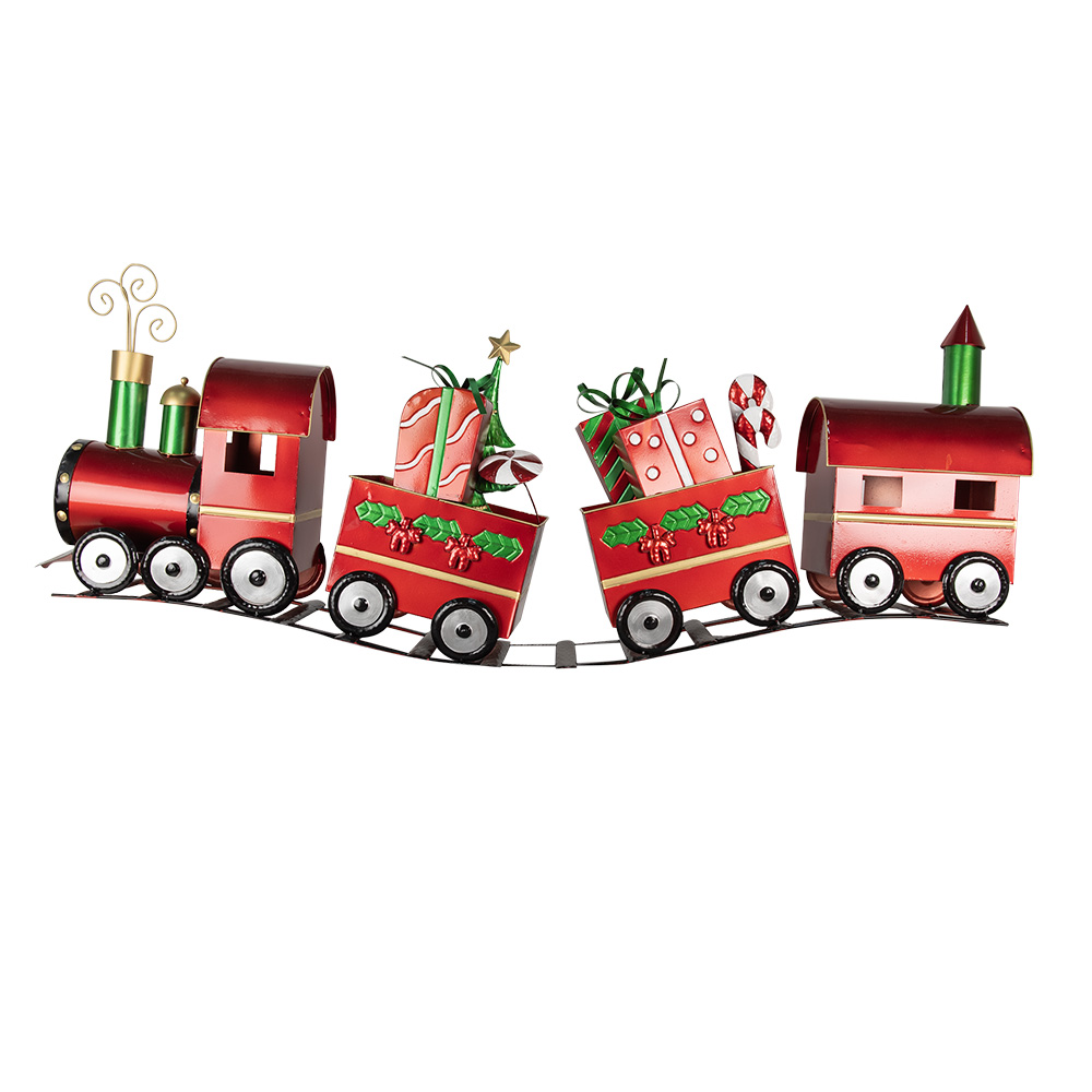 [5Y1256] Décoration Train Rouge 133x24x52 cm