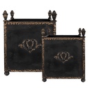 Blumentopfen für Innen (2er set) Schwarz Braun 42x42x51 / 32x32x41 cm
