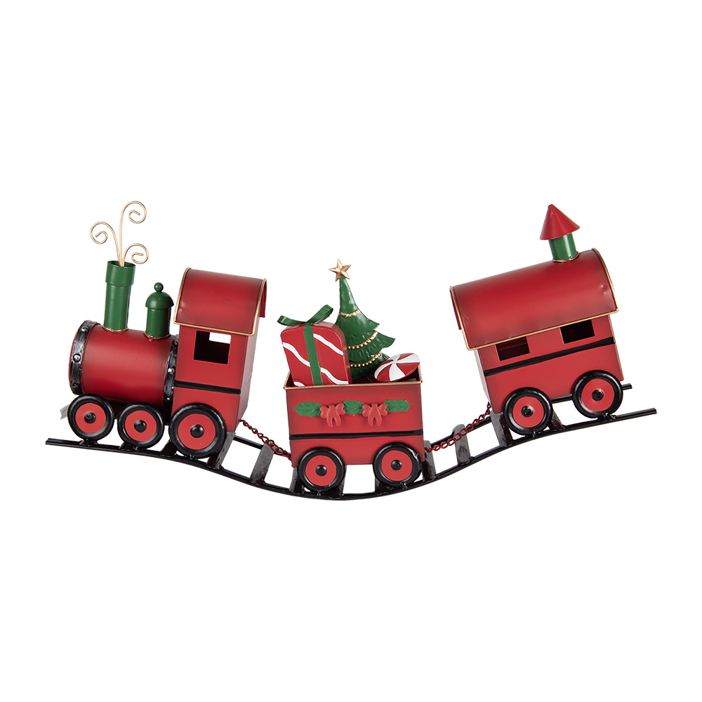[5Y1294] Decorazione Treno Rosso 63x13x31 cm