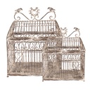 Birdcage for Inside Set of 2 Brown Beige 43x29x56 / 35x25x41 cm
