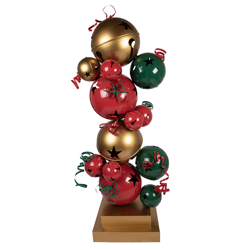 Decoratie pilaar kerstbal 73x56x185 cm