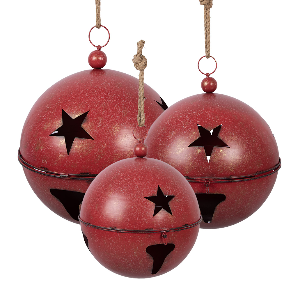 [5Y1405R] Decoratie Bell (3) Red Ø 60 / Ø 50 / Ø 40 cm
