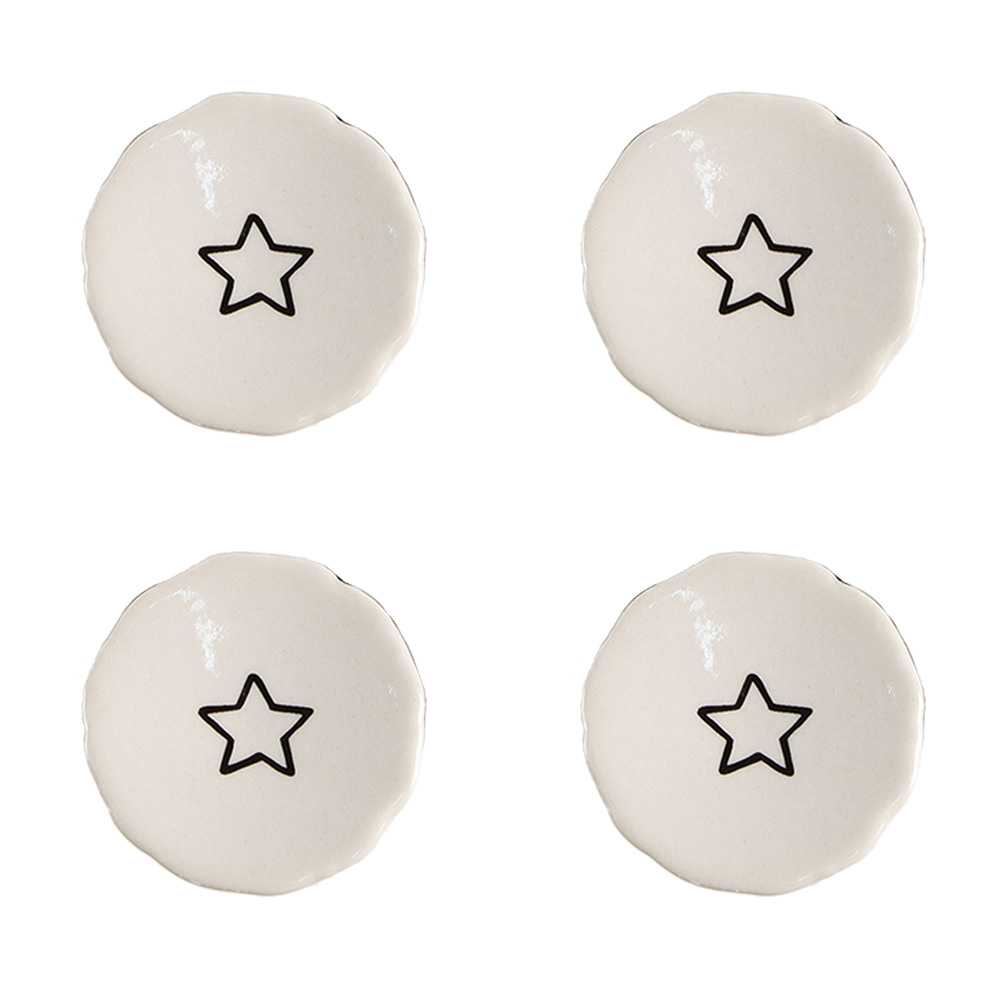 [65287] Pomello per Porta set di 4 Beige, Nero Ø 4x3/6 cm