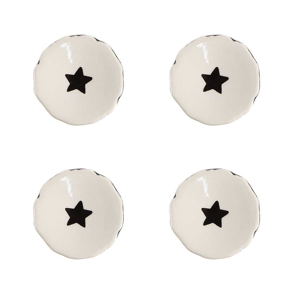 [65288] Pomello per Porta set di 4 Beige, Nero Ø 4x3 cm