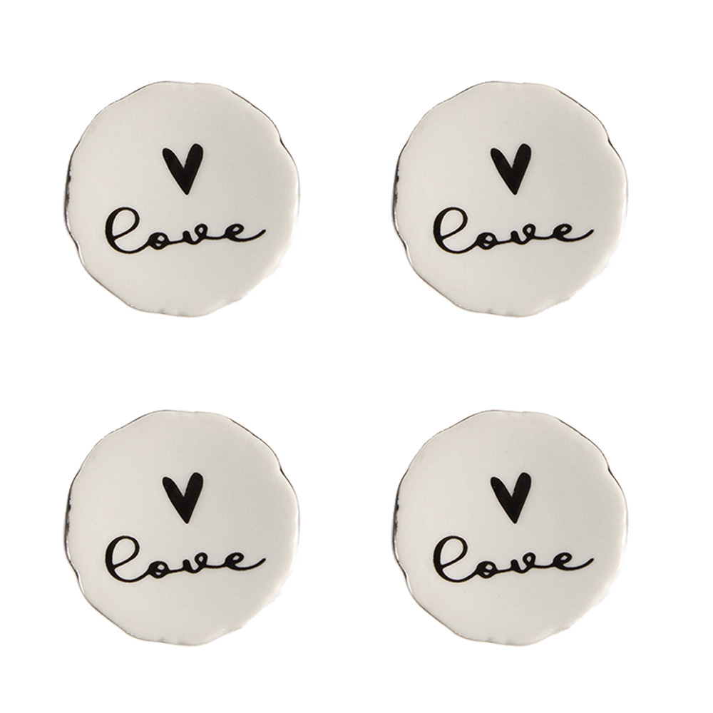 [65289] Pomello per Porta set di 4 Beige, Nero Ø 4x3/6 cm