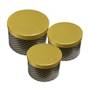 Hutschachtel 3er Set Goldfarbig Schwarz Ø 25x17 / Ø 23x16 / Ø 21x14 cm