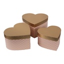 Aufbewahrungsbox Herz Rosa Goldfarbig (3) 27x24x15 / 24x21x14 / 21x19x12 cm