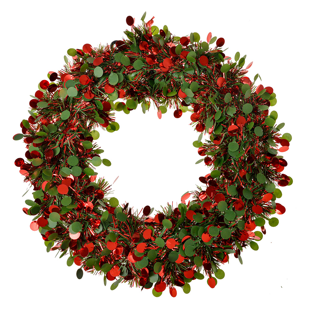 [65488] Décoration de Noël Couronne Rouge Vert Ø 30x3 cm