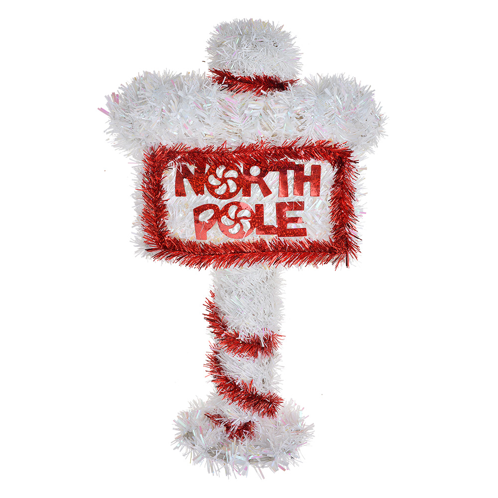 [65491] Weihnachtsdekoration North Pole Rot Weiß 20x8x36 cm