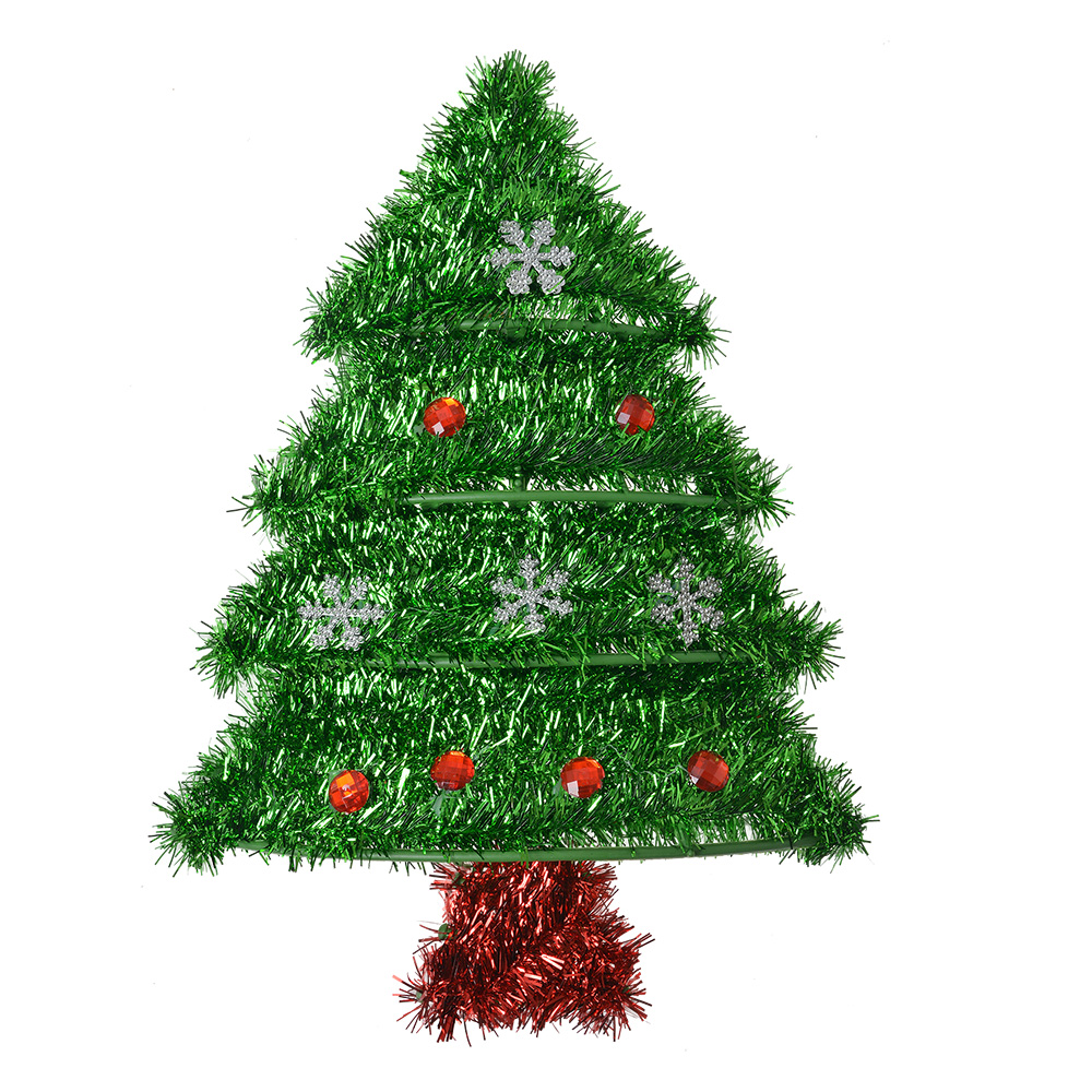 [65529] Mur Déco Arbre de Noël Vert Rouge 25x3x35 cm