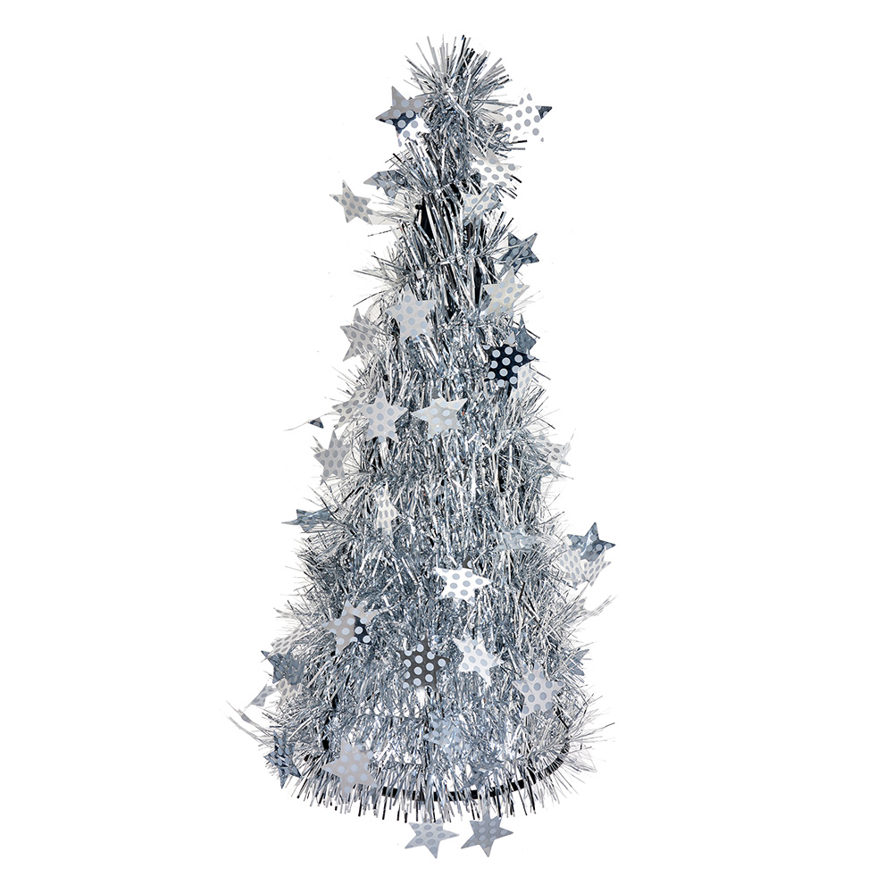 [65538M] Dekoration Weihnachtsbaum Silberfarbig Ø 17x38 cm